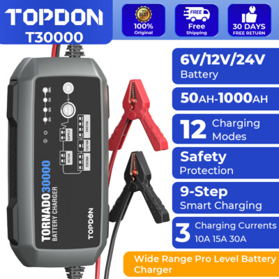 TOPDON T30000 30A Car Battery Charger Maintainer Desulfator Trickle Charger US