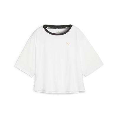 Укороченный топ Puma с круглым вырезом и коротким рукавом, спортивная футболка, женские белые повседневные топы 5