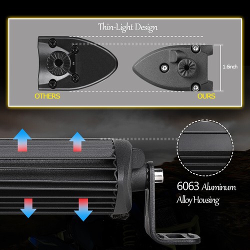 12V Wiring Kit+ 12inch Cree LED Work Light Bar Super Slim Spot Flood