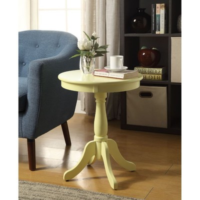 Transitional ACME Alger  End & Side Tables in Yellow Round Solid Wood all spaces