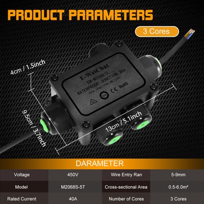 Waterproof Junction Box ABS Plastic Outdoor Electrical Box Weatherproof IP68
