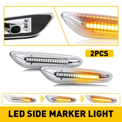 For BMW E82 E90 E92 E46 E83 E60 LED Front Side Fender Marker Lights Clear AUXITO