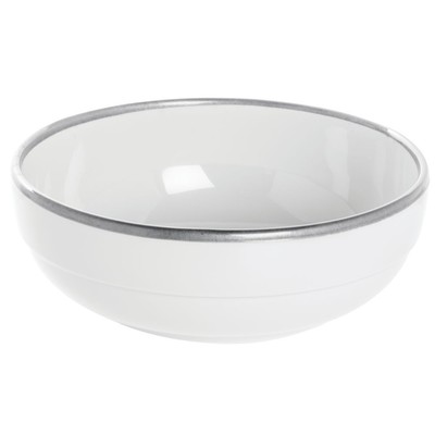 HUBERT  White Serving Bowl with Silver Trim - 7 7/10'' Dia x 2 3/5'' H