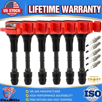 6XIgnition Coil & Platinum Spark Plug For Nissan Infiniti Suzuki 3.5L 4.0L UF349