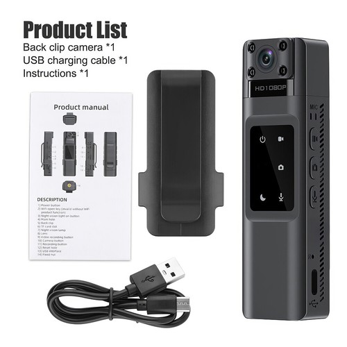 1080P Police Body Camera Video Audio Recorder Night Vision Mini Camcorder +64GB