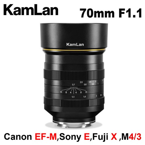 Kamlan　70mm　F1.1　EOS-M　EF-M Kamlan 70mm F1.1 APS-C Manual Focus Lens Large Aperture For