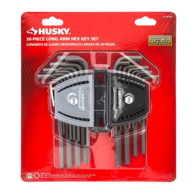 Husky Allen Wrench 26 Piece SAE Metric Long Arm Hex Key Steel