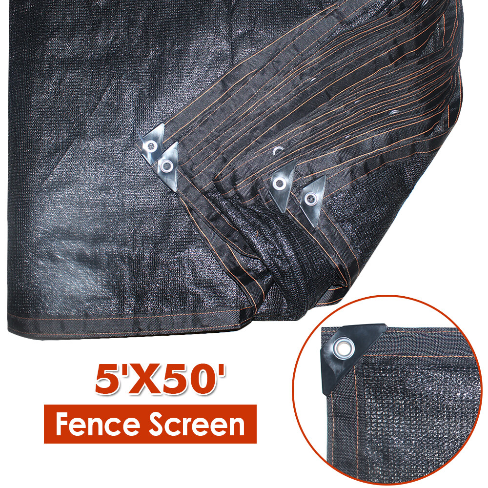 Black 5'x50' tall Fence Windscreen Privacy Screen Shade Cover Fabric Mesh Garden