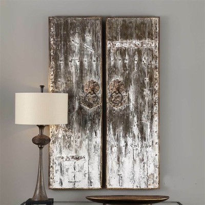 2-Pc Aged Wood Wall Art Set [ID 3787539]