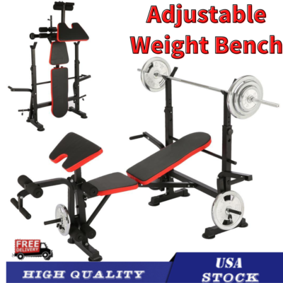 600lbs 5 in 1 Folding Adjustable Olympic Weight Bench Set Full