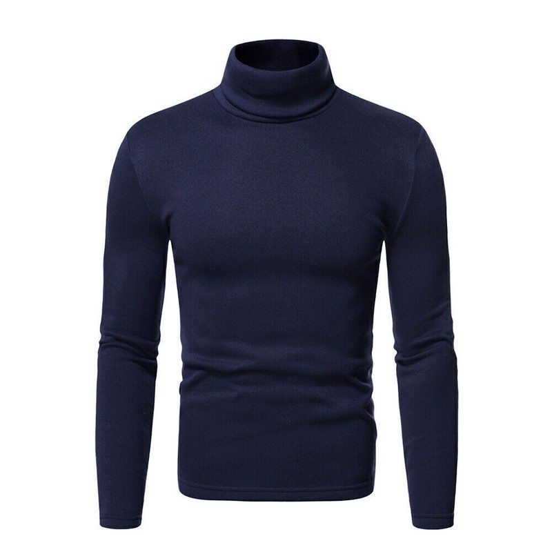 Men Turtle Neck Top Slim Fit Stretch Shirt Long Sleeve Jumper Pullover Sweater