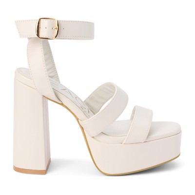 BEACH by Matisse Savage Ankle Strap Block Heels Platform  Womens Off White Dress