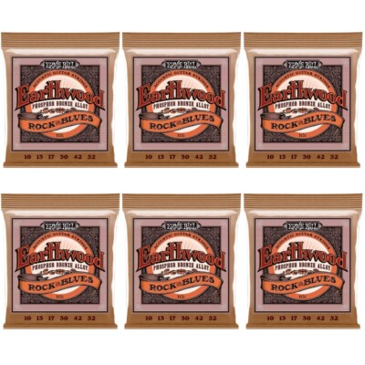 6 Sets Ernie Ball 2151 Hybrid Slinky Acoustic Guitar Strings 10-52