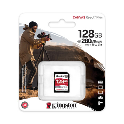 Kingston 128GB 256GB Canvas React Plus UHS-II Class 10 U3 V60 SD Memory Card