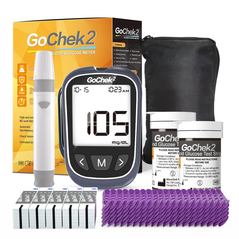 Kit De Diabetes Monitor De Glucosa En Sangre 100 Tiras Glucometro 10 Lancetas