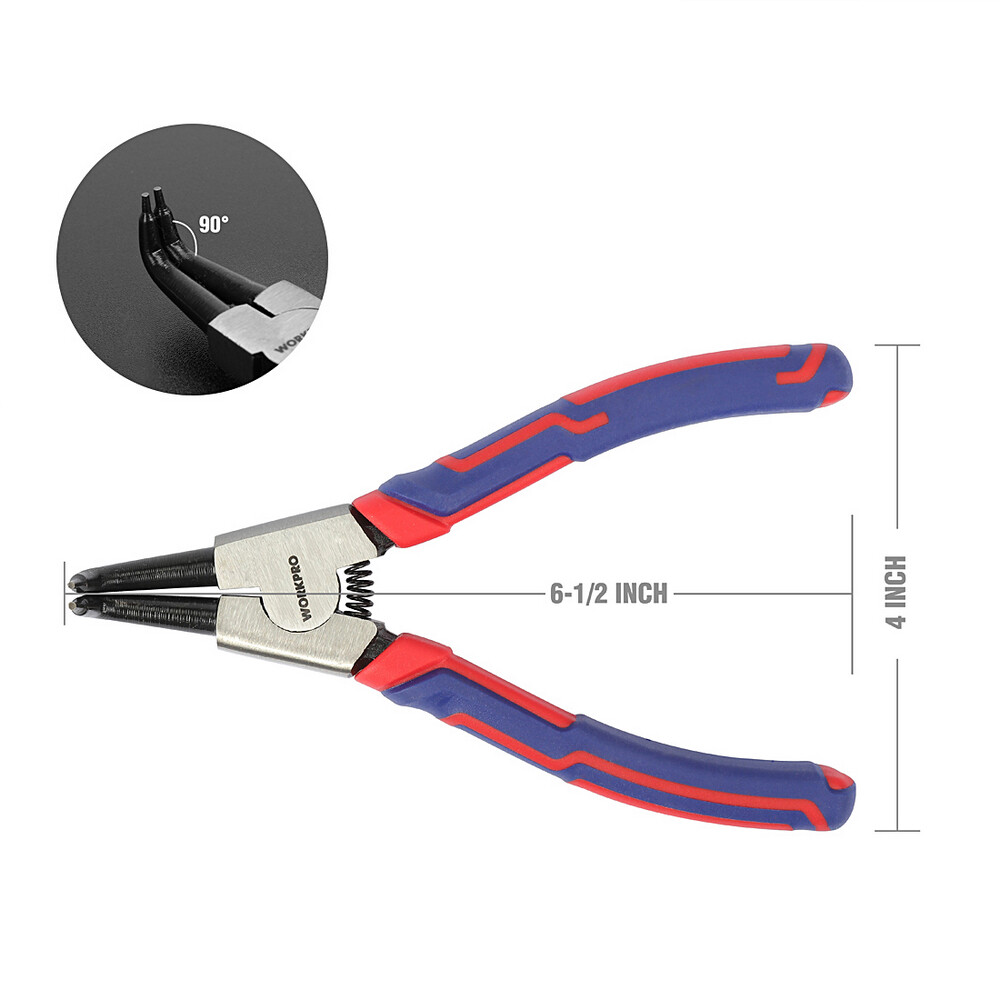 WORKPRO 7" Snap Ring Pliers 4PCS Set Heavy Duty Internal/External Circlip Pliers