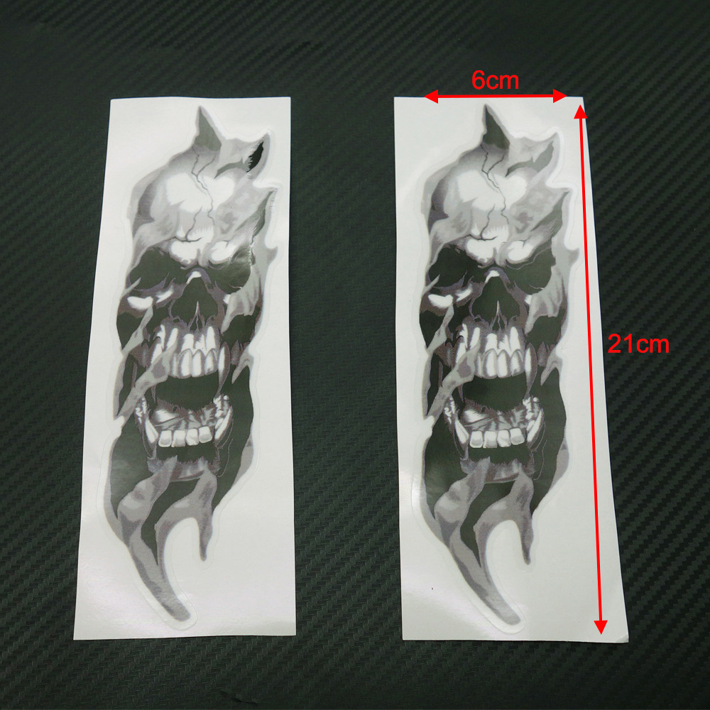 2X Motorcycle Front Fork Skull Decals Graphic Sticker For Harley Honda