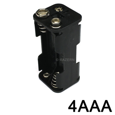 NEW Battery Holder for 4 x AAA Cell (6 Volt Output) Case with 9V Snap Terminal