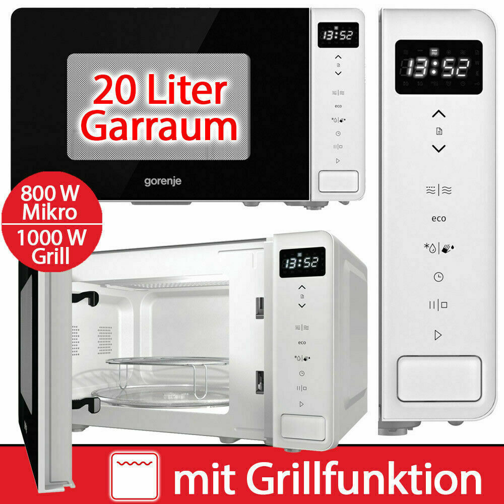 Gorenje Mikrowelle Grill 20 Liter Mikro 800W Kombi Display weiß 2in1 Microwave