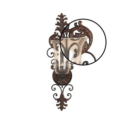 Old Fashioned Victorian Wall Candle Sconce Hurricane Pillar Holder, Antiqued
