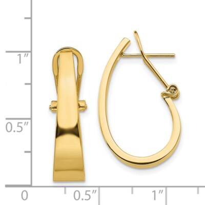 Pre-owned Superdealsforeverything Real 14kt Yellow Gold Polished J-hoop Click-in Back Post Earrings