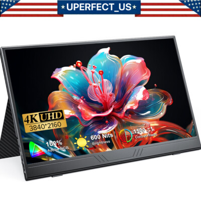 UPERFECT 15.6'' 4K Monitor 3840*2160 MINI HDMI Input 1500:1 600 cd/m² For PS6 PC