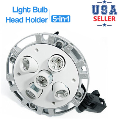 LS [2-Pack] 5 Socket E26/E27 Bulb Light Head Holder for Photo Studio Lighting