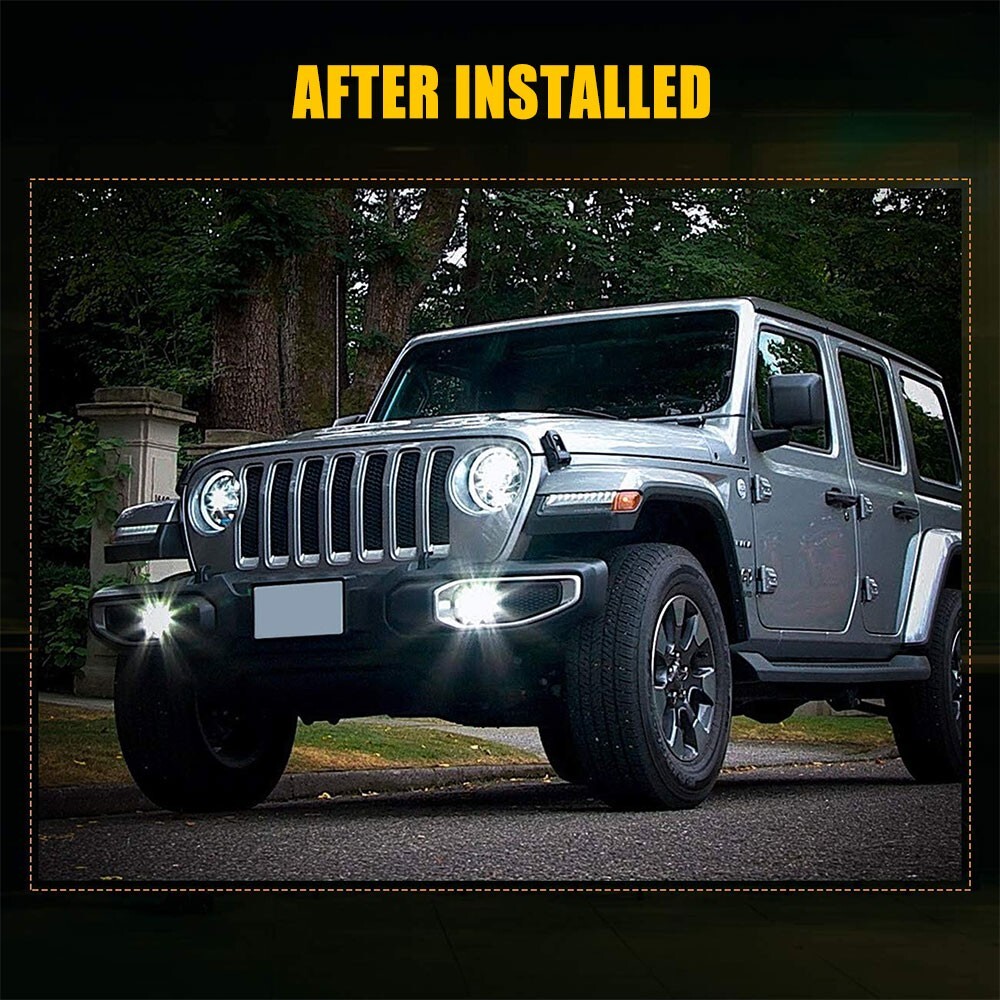 2X DOT 4" inch 60W LED Fog Lights w/Halo DRL For 07-18 Jeep Wrangler JK JKU