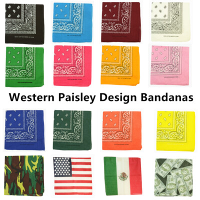 Lot Of 12 Wholesale Paisley Print Bandana 100% Cotton Head Warp Scarf Face Mask