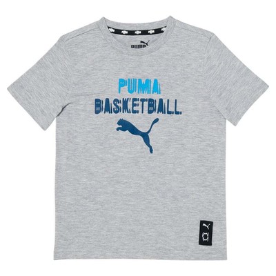 

Футболка Puma Basketball с круглым вырезом и короткими рукавами, молодежные повседневные топы для мальчиков, размер , 85, Grey, Puma Basketball Crew Neck Short Sleeve T-Shirt Youth