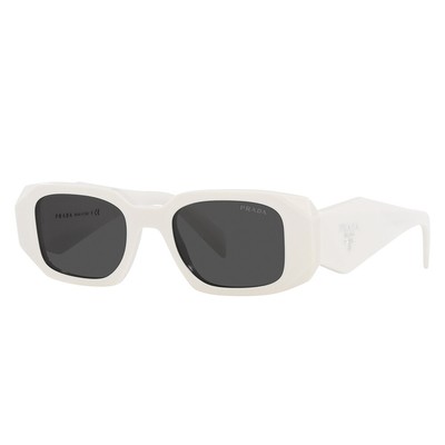 Pre-owned Prada Pr 17wsf 1425s0 Talc Plastic Rectangle Sunglasses Grey Lens In Gray