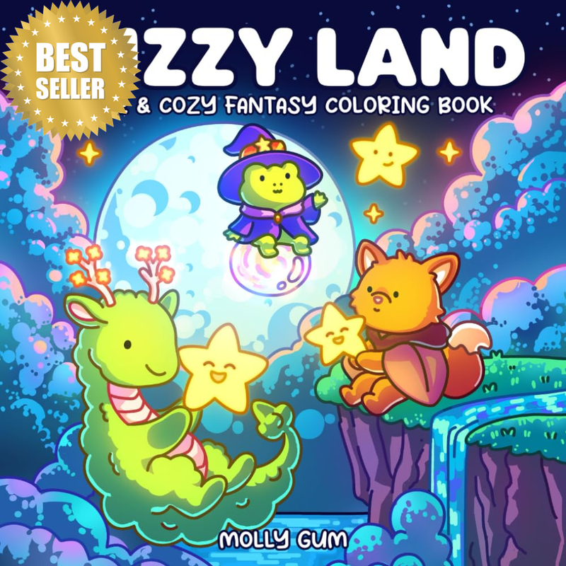 Fuzzy Land: a Cozy Fantasy Coloring Book for Adults: Cute & Cozy Fantasy Worlds