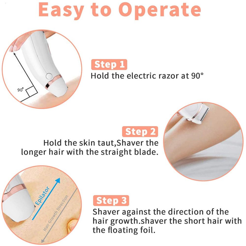3 in 1 Electric Razor for Women, Painless Lady Shaver Waterproof Wet & Dry USB R
