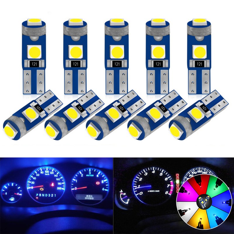 10pcs T5 Car Gauge  3030-3SMD 12V LED Speedo Dashboard Dash Side Light Bulb