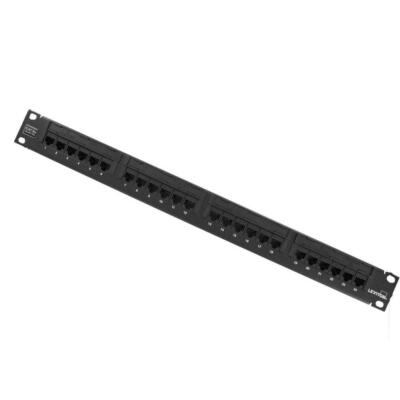 GigaMax 24-Port Cat 5e Universal 1RU Patch Panel with Cable Management Bar,