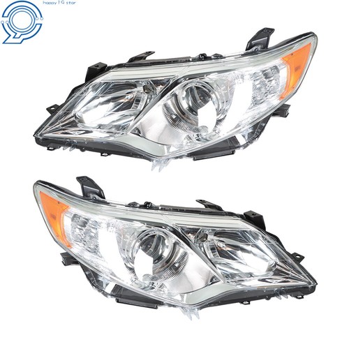 Headlights For 2012-2014 Toyota Camry Clear Headlamps Chrome Housing Right+Left