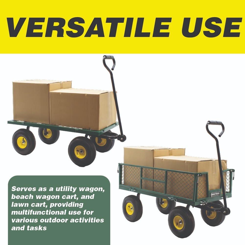 Omni Tool Heavy Duty Steel Garden Cart, Removable Mesh Sides, 600 lb Capacity