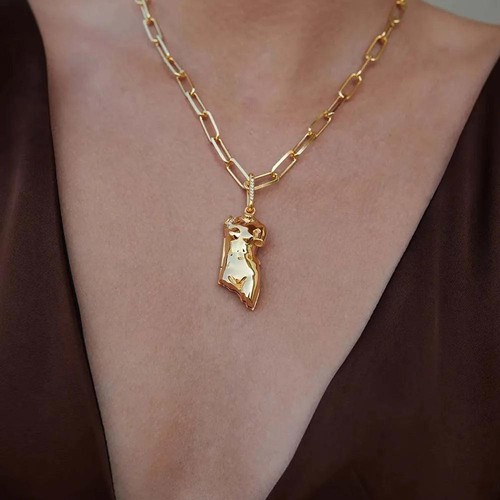 18K Gold Plated Stainless Steel Punk Body Chain Necklace for Women Gift