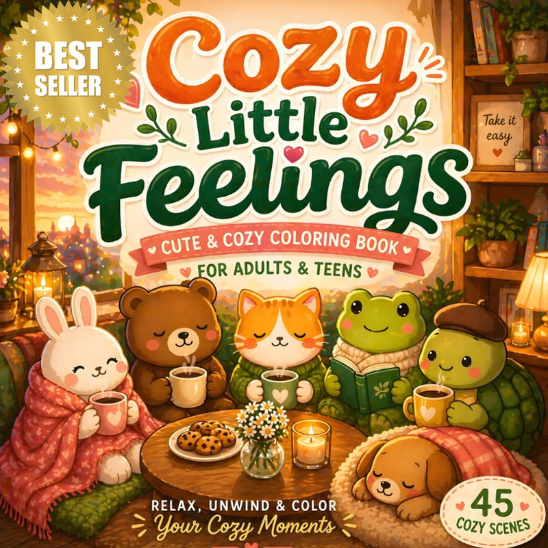 Cozy Little Feelings: a Cute & Cozy Coloring Book for Adults and Teens Featuring