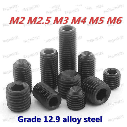 M6x6mm Hex Socket Set Cap Point Grub Screws Black 100pcs