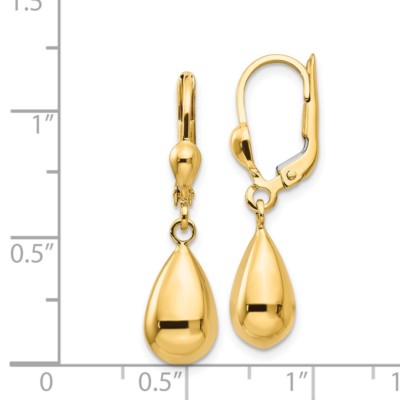 Pre-owned Superdealsforeverything Real 14kt Yellow Gold Polished Fancy Dangle Leverback Earrings