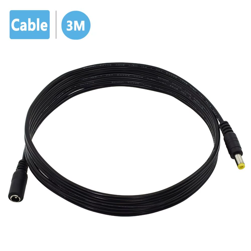 Standard DC12V Power Extension Cable 3 Meter/ 10FT Jack Socket 5.5mm x 2.1mm Mal