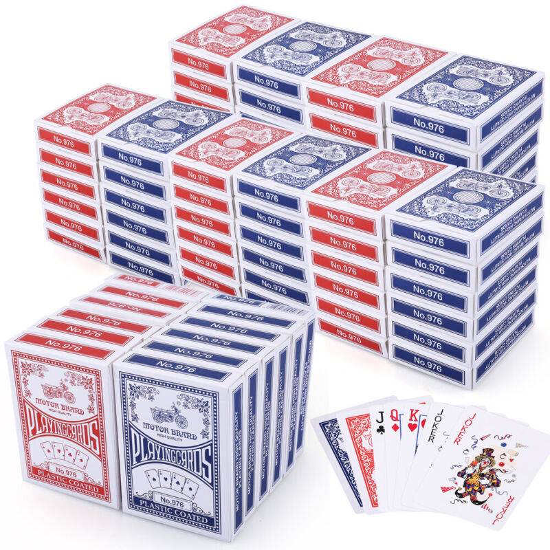 Lot 72 Decks Poker Size Playing Cards Standard Index 36 Blue & 36 Red Bulk Pack