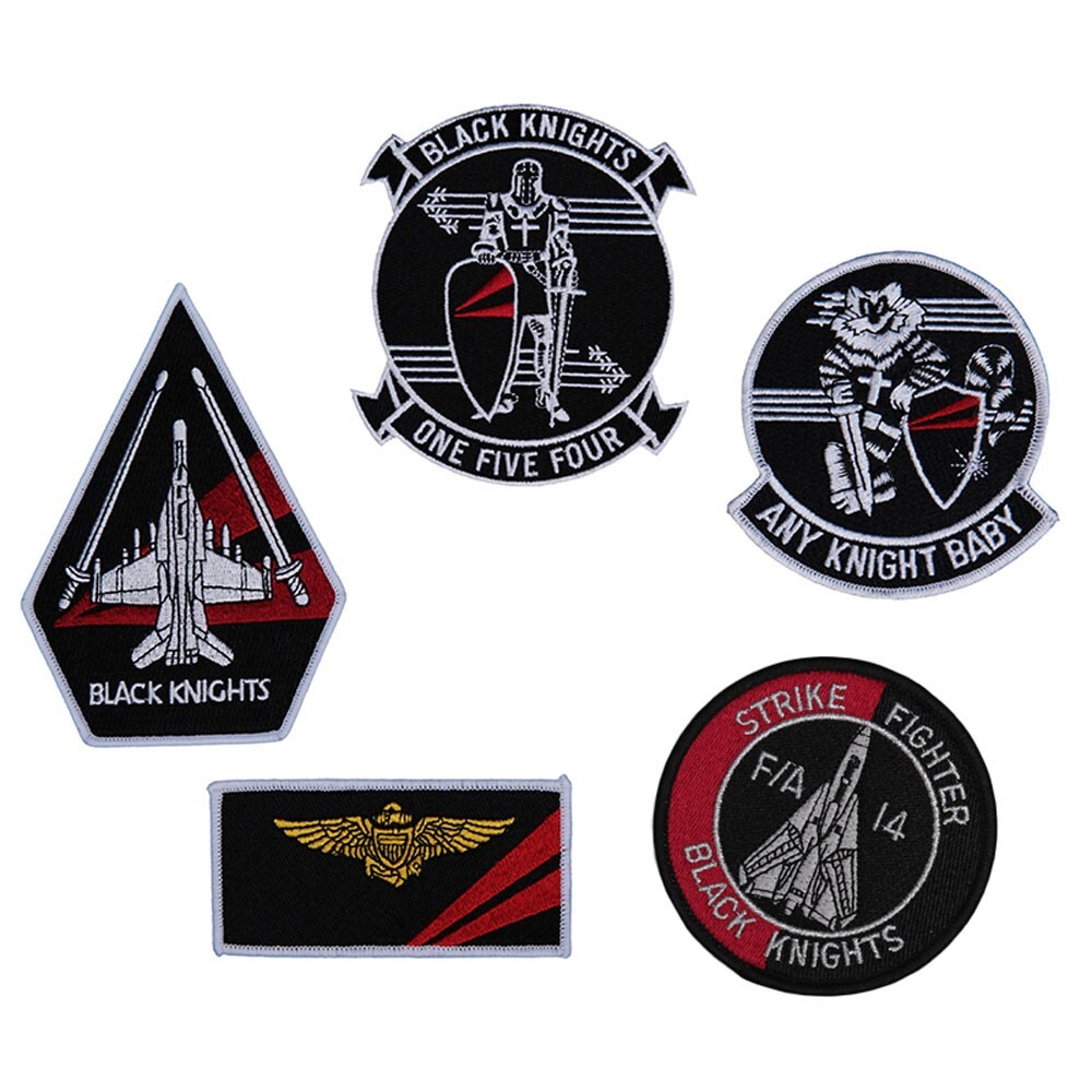 No.1145 ☆横振り刺繍パッチ☆ BLACK KNIGHTS VF-154 アメリカ海軍 第154戦闘攻撃飛行隊 ブラックナイツ Ver.02 刺繍