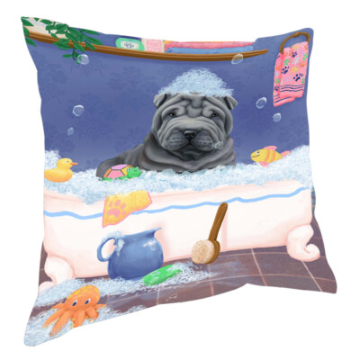 Rub A Dub Dog Cat in a Tub Pet Photo Lover Decorative Throw Pillow 14x14 In