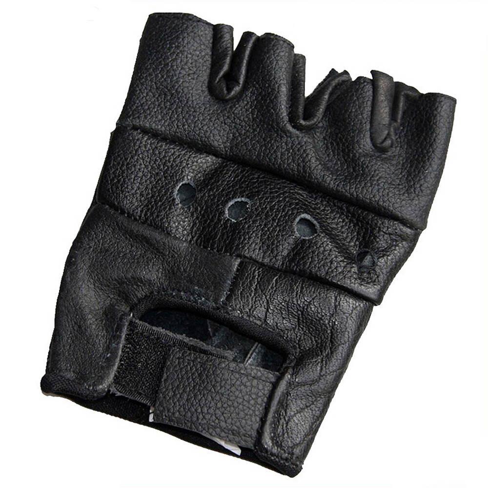 MFH Leather gloves without fingers fingerless Gloves Black S M L XL XXL