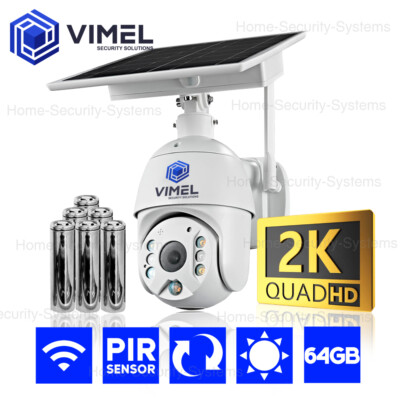 ULTRA HD 2K Solar Powered Security Camera WIFI 64GB Farm  LIVE VIEW PTZ Remote