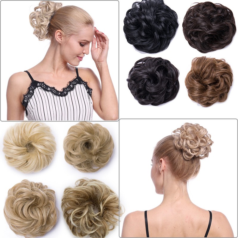 Messy Curly Bun Hair Piece Scrunchie Ponytail Fake Hair Extensions