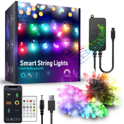 Smart WiFi+BLE 16.4ft and 50 Lamp (High Density) LED Christmas Lights - USB Pwr