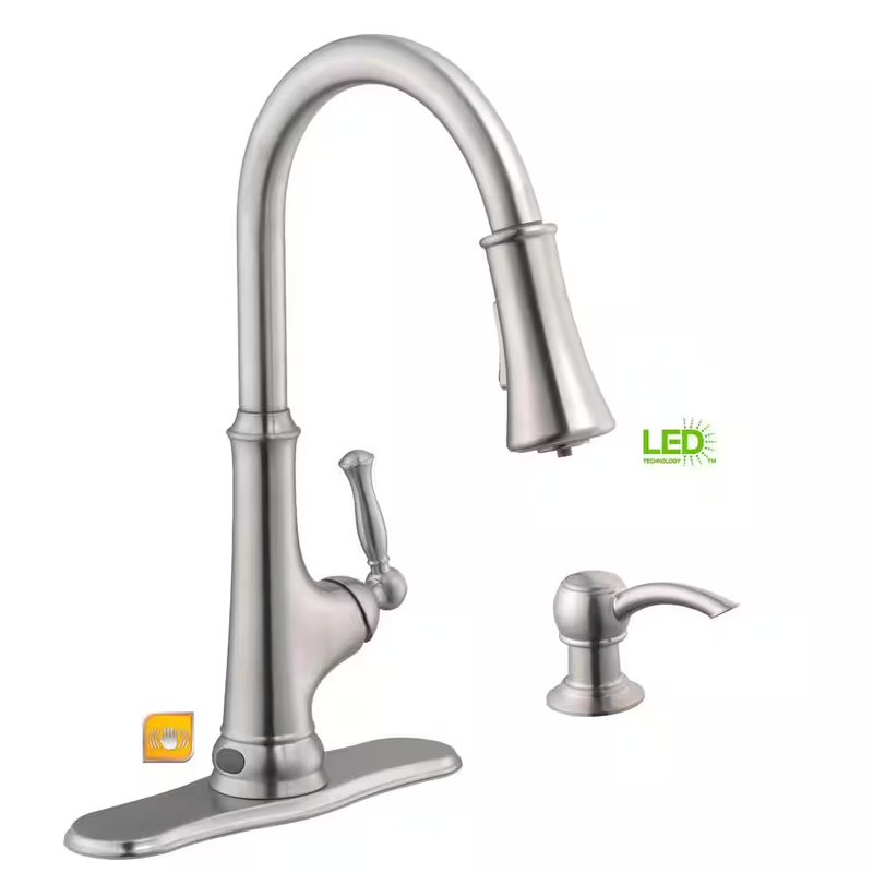 Single-Handle Pull-Down Sprayer Kit with LED feature in Stainless Steel